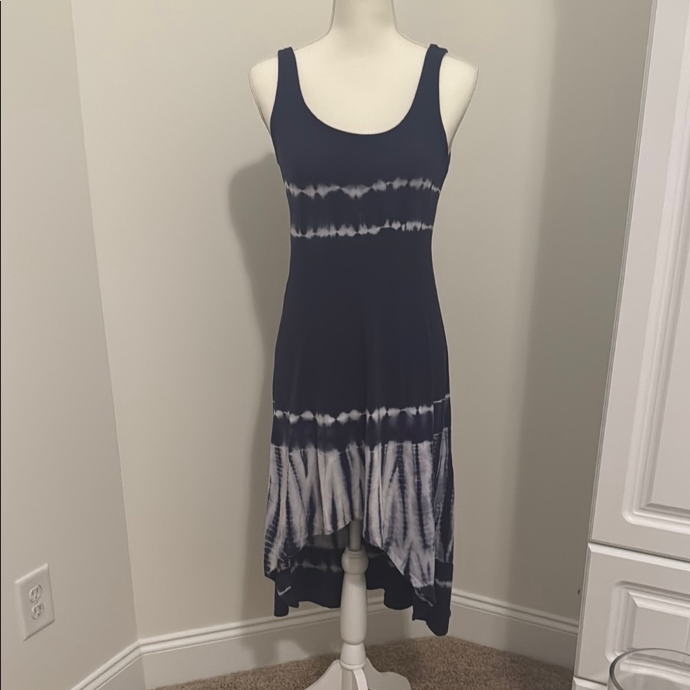 Navy Tie-Dye Sleeveless Dress